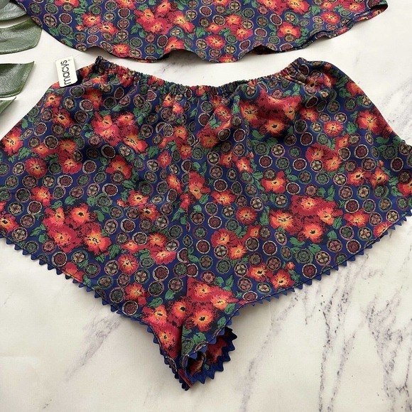 R Michael Alan Womens Vintage 3 Piece Pajama Set Size M NOS Red Blue Robe Pjs - Picture 16 of 16